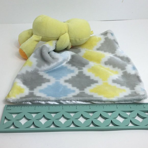 Baby Starters Duck Lovey Security Blanket Satin Rattle Ducky Yellow Gray Blue - Picture 12 of 12